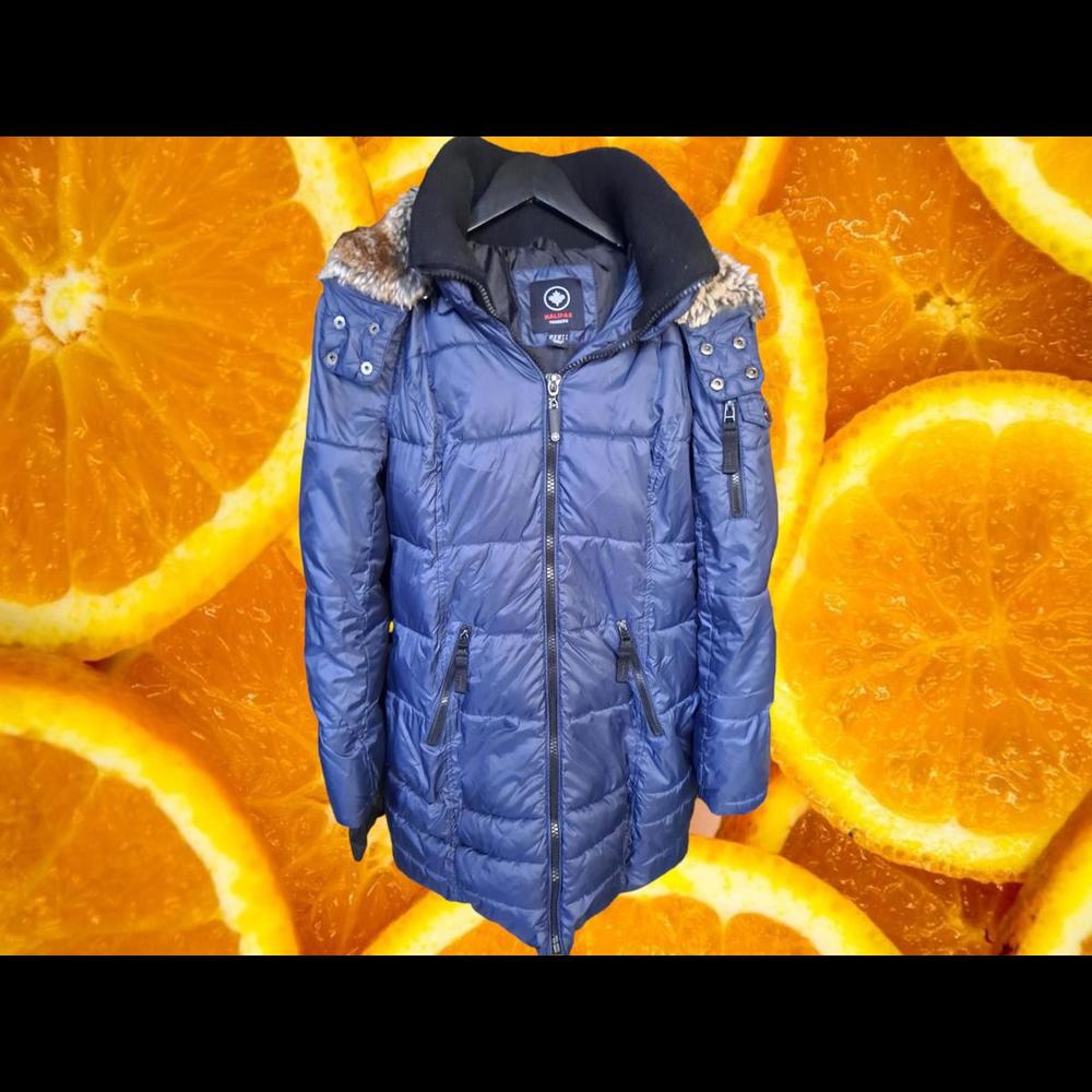 Halifax Trader Blue‎ Puffer Coat with Faux Fur Hood and Lots of Pockets Size M